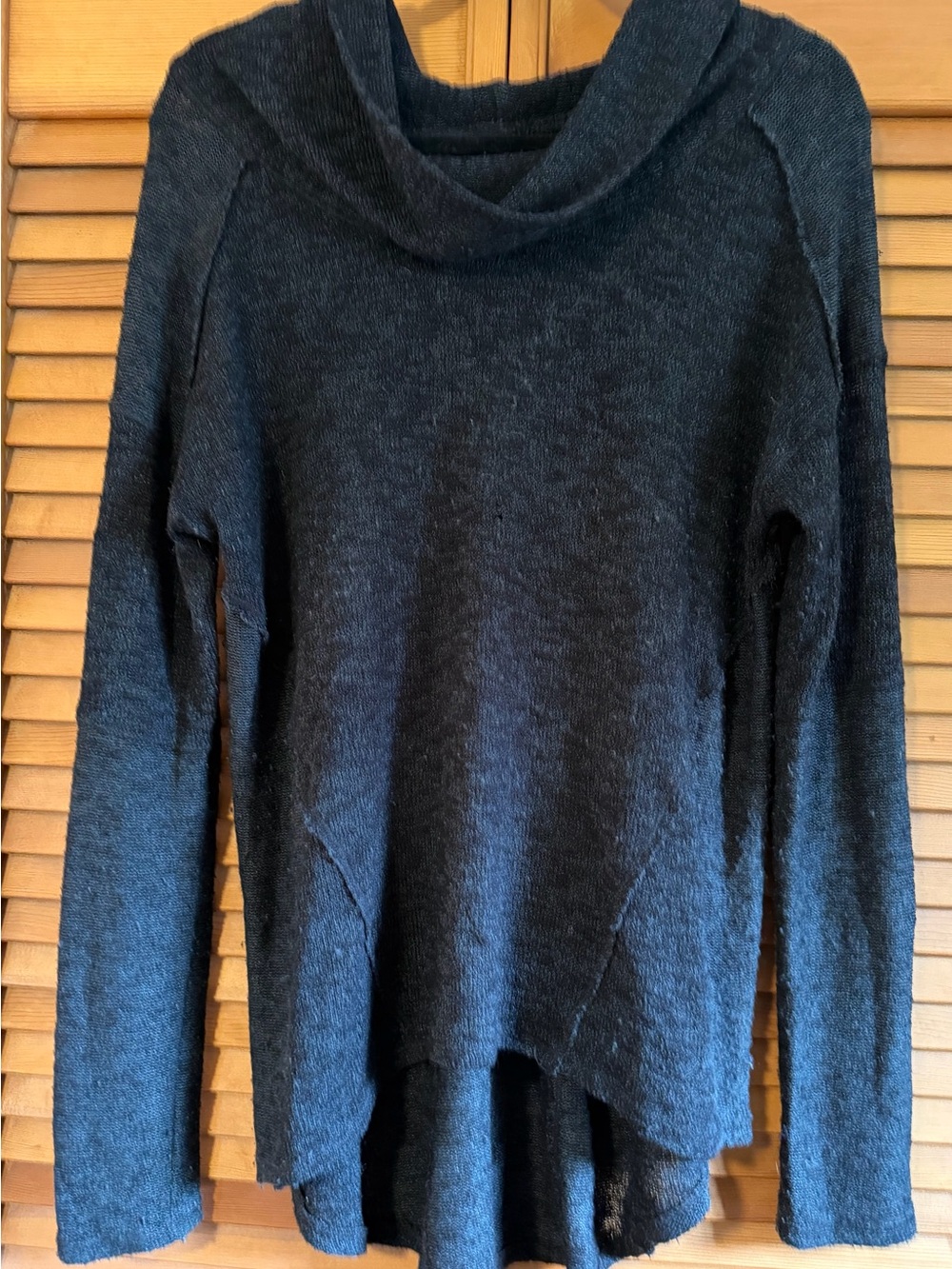 Free People Steel Black/Navy Cowl Neck High Low Tunic Sweater M